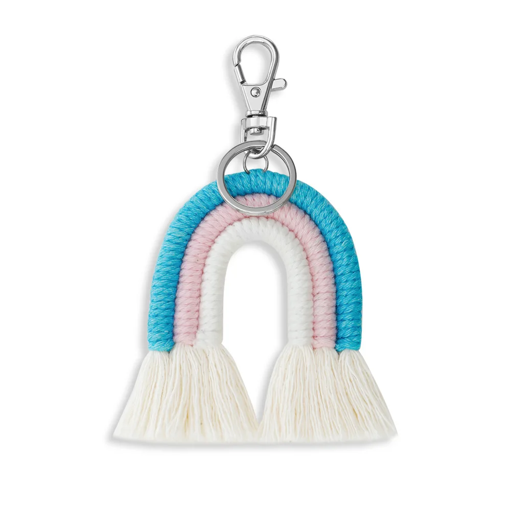 Bohemia Rainbow Tassels Keychains Handmade Weaving Car Hanging Accessorie Key Holder for Women Bags Keyring Home Decoration Gift