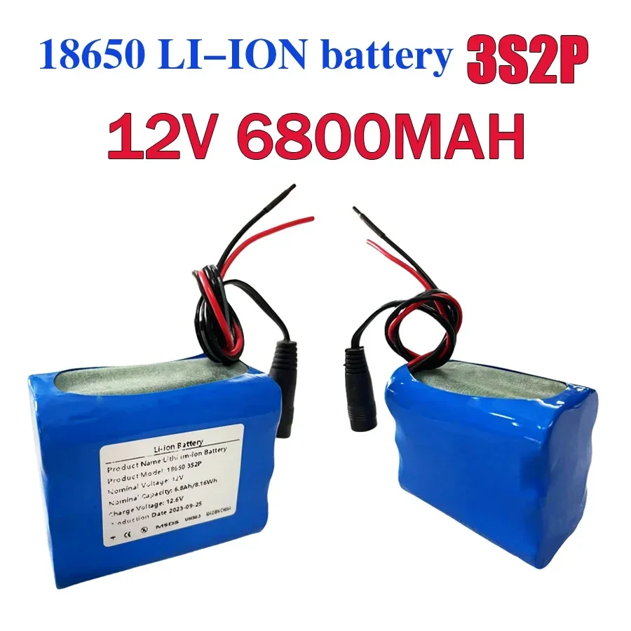 3S2P 12V 6800mah batterie 18650 Li-Ion 12,6 Ah akkus mit BMS Lithium-Batterie packs Schutz Bord + ladegerät