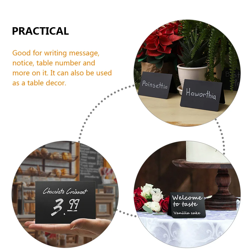 

10 Pcs Handwritten Menu Card Erasable Chalkboard Sign Mini Reusable Dry Erase with Stand Pvc Small Signs Table Number