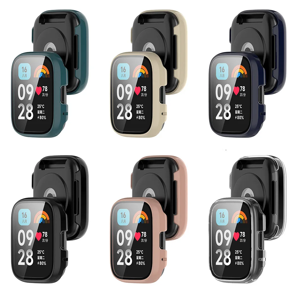 Funda protectora de cristal para Redmi Watch 3 Active/Lite, carcasa protectora de pantalla completa, cubierta de parachoques