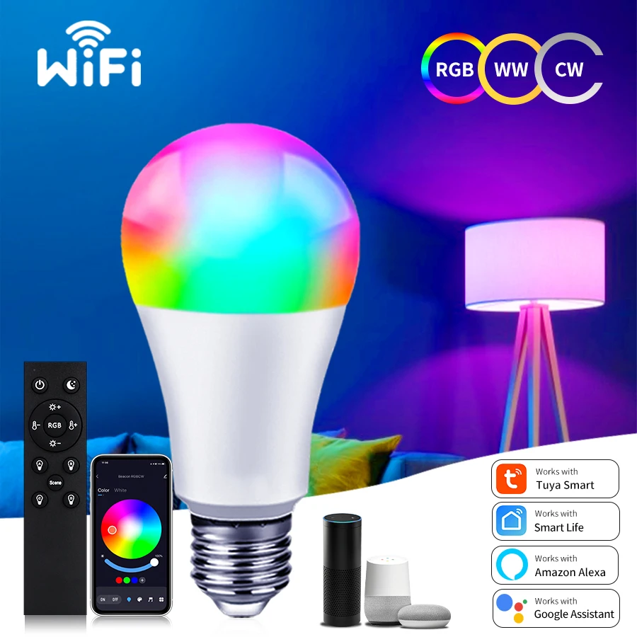 

Умная Светодиодная лампа с Wi-Fi, 12/15/18 Вт, E27, 85-265 в