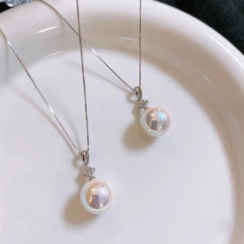 

S925 серебристое, розовое, светлое жемчужное ожерелье, осенне-зимнее легкое роскошное нишевое ожерелье на ключицу, кулон, цепочка на шею, ювелирные изделия