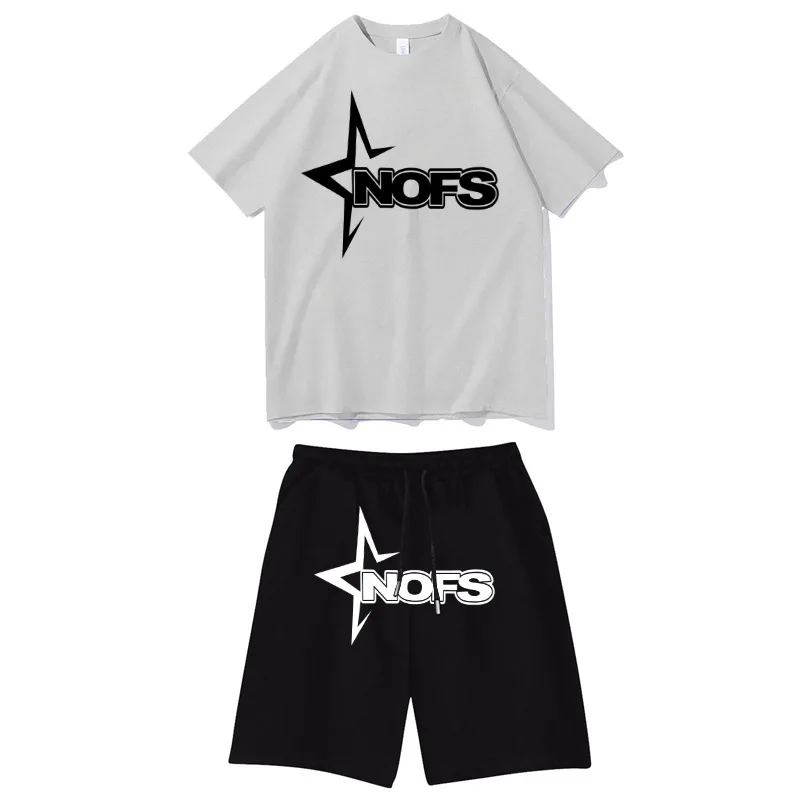 2025 Fashion Pure Cotton Printing Tide Brand Explosion Casual Short-sleeved Round Neck Sports Cotton T-shirt Five-point Pants