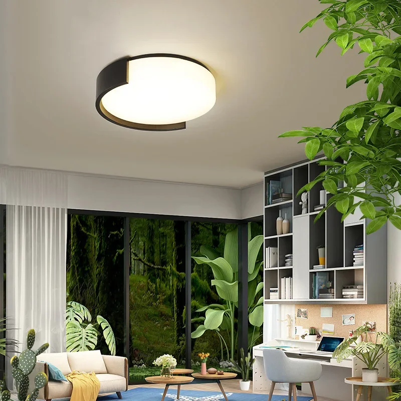 

SANDYHA Modern Simple Black White Circular LED Ceiling Lights for Living Room Bedroom Study Lighting Fixtures Energy Saving