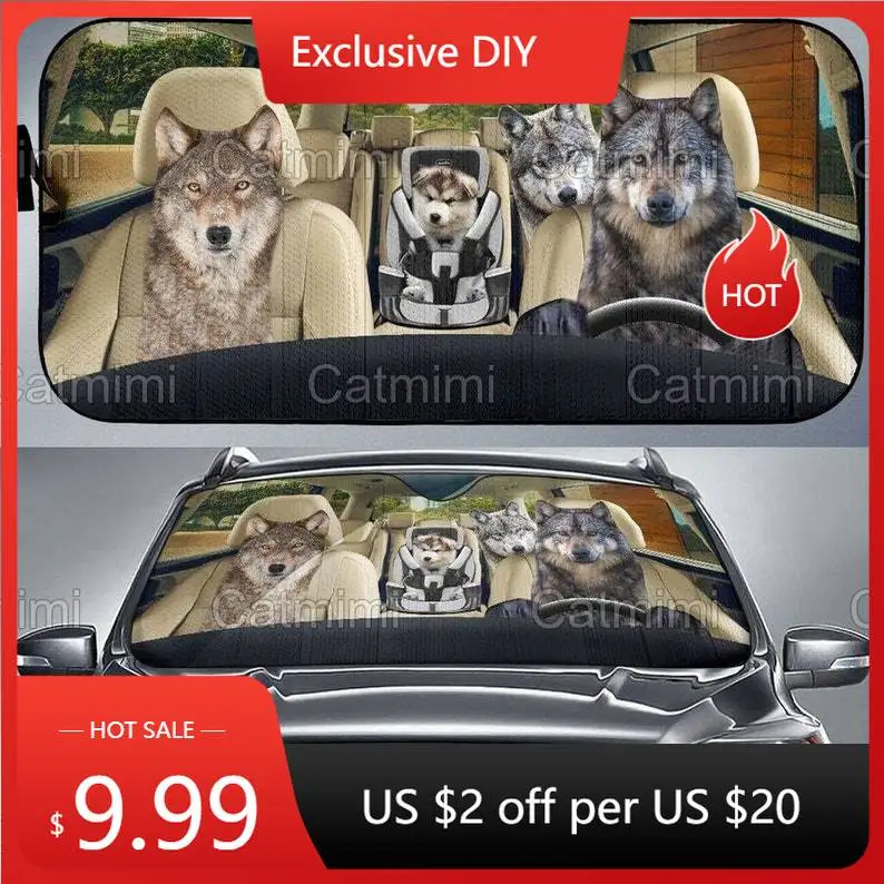 

Wolf Car Sun Shade, Car Accessories, Family Wolf Sun Shade, Wolf Sun Shade, Wolf Gifts, Gifts For Her, Mother Day Gift MCL192006