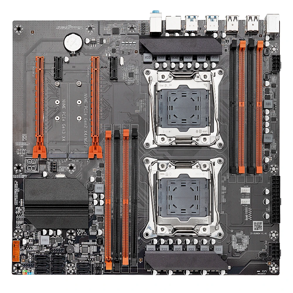 MOUGOl X99 Dual CPU Gaming Motherboard Set lntel Xeon E5 2680 V4&DDR4 64GB (4*16GB) LGA2011-3 M.2 NVME for Server Computer Host