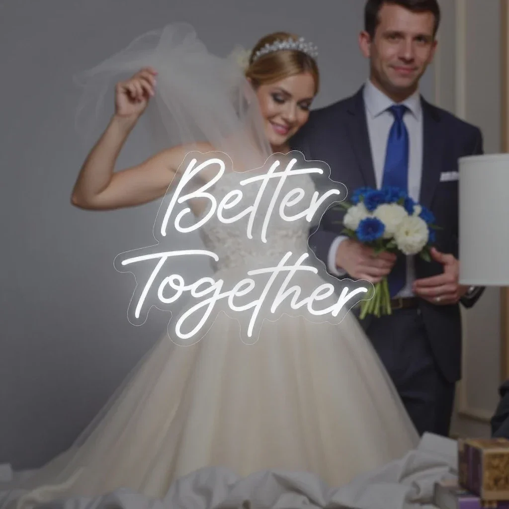 Neon Sign Better Together งานแต่งงานไฟตกแต่งห้องนอนครบรอบหมั้น Neon LED ป้ายสุนทรียศาสตร์ตกแต่งห้อง