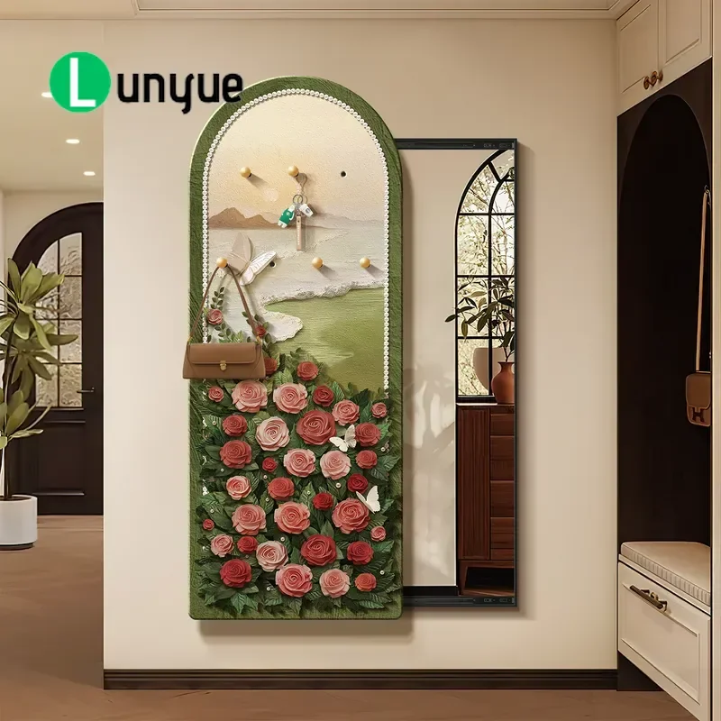 French Medieval Style Push Pull Full Body Mirror Hidden Storage Entrance Hanging Painting Decorative Wall Art Invisible Hole