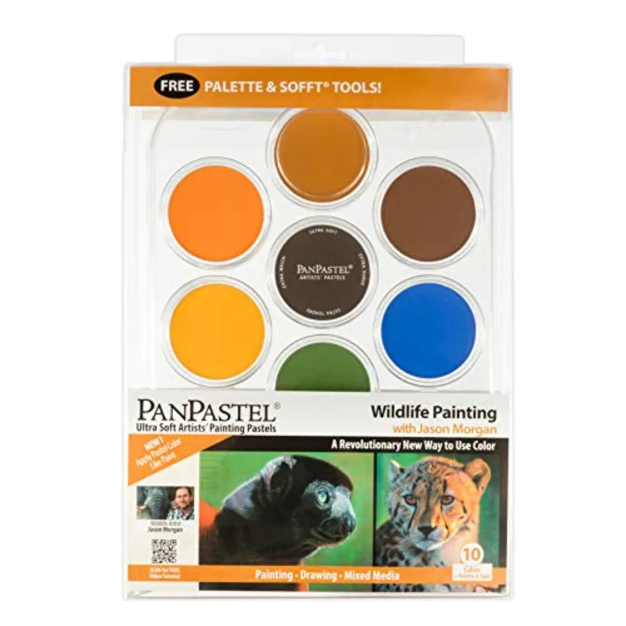 

Artist Pastels by GOLDEN Wildlife Painting - Jason Morgan Set 10 Color Professional Artist Pastels Unique Pan Format cake-like