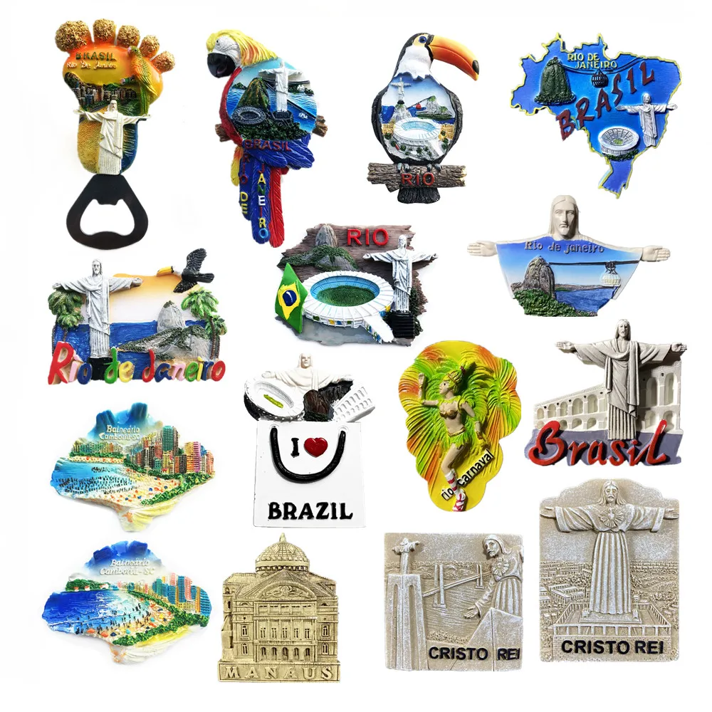 

South America Brazil Tourist Souvenir Magnetic Sticker Fridge Magnetic Refrigerator Decoration Articles Handicraft Gifts