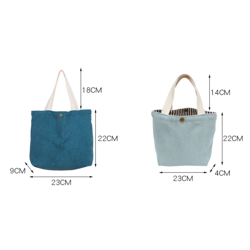 Petit sac à lunch en velours côtelé pour femme, mini fourre-tout portable, sac à nourriture Bento, sac de pique-nique, sac à maquillage, sacs à main de voyage pour étudiants, 2024