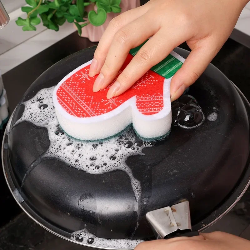 10/1PCS Christmas Cleaning Sponge Rubs Santa Snowman Xmas Tree Shape Dish Brushes Dishcloth Kitchen Bathroom Cleaning Supplies