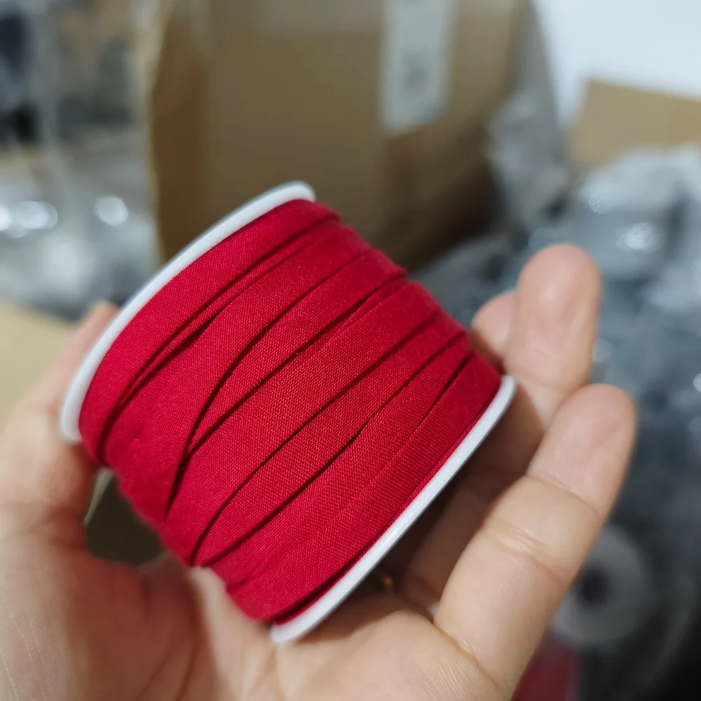 0,6 cm Reines Baumwoll-Schrägband, Vorgefaltetes Bügelfreies Weiches Bindeband für Chiffon- und Seidenstoffe, 15 Meter pro Rolle – Detail 2