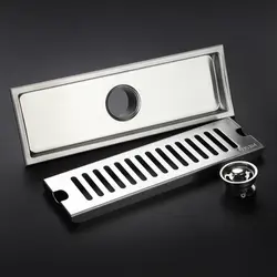 20/30/40/50cm Stainless Steel Shower Floor Drain Bathroom Rectangle Linear Floor Drainage Floor Drain with Strainer Cover