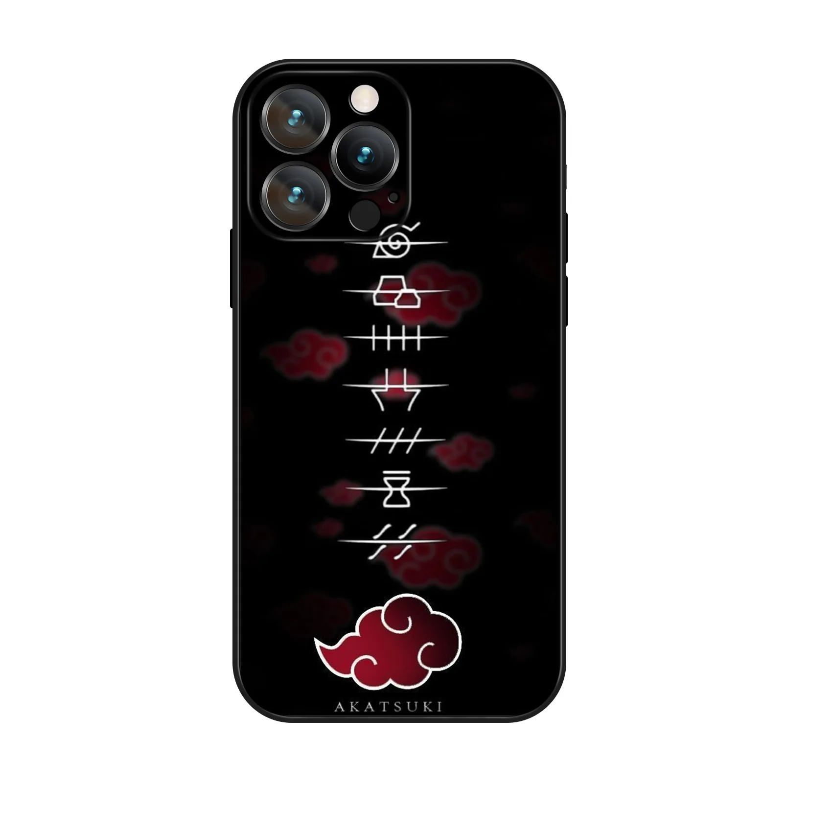 MINISO Hot Anime Akatsuki Case for iPhone 16 Pro Max Soft Silicon Black Phone Cover for iPhone 16 15 14 13 12 11 Pro Max Plus