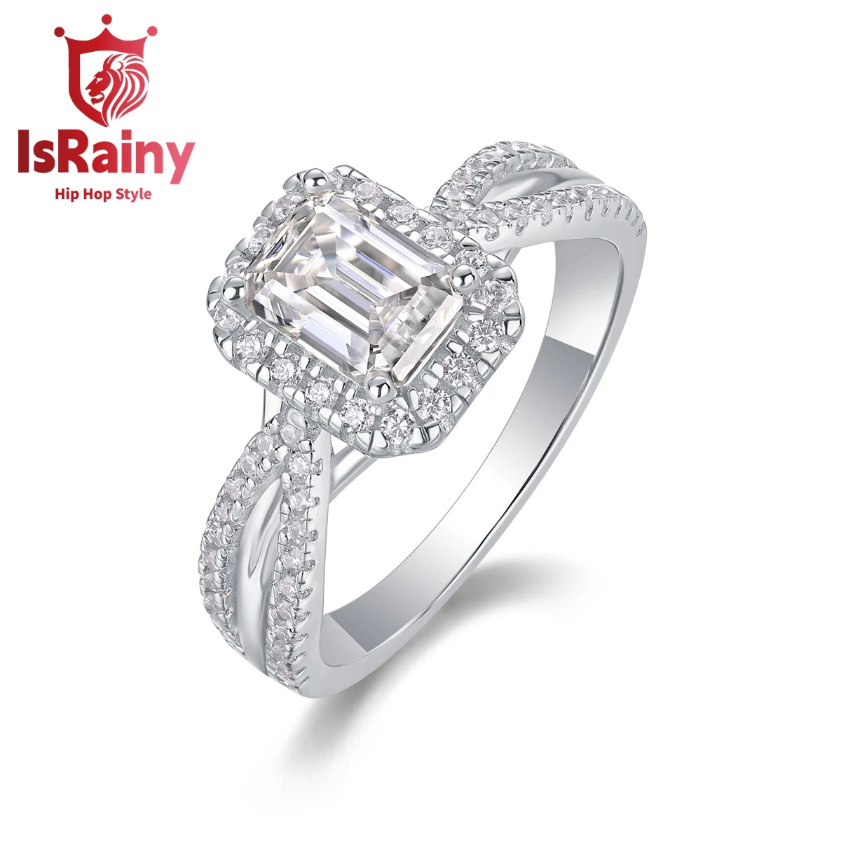 

IsRainy Hip Hop Rock Solid 925 Sterling Silver Emeralds Real GRA Moissanite Diamonds Rings Engagement Anniversary Fine Jewelry