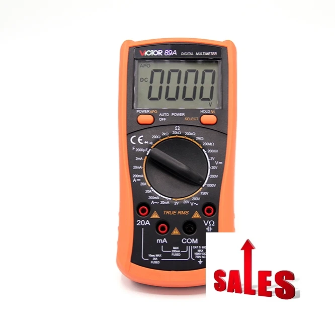 

VICTOR 89A True RMS Digital Multimeter With Metallic Screen Board Manual range 1999 Counts AC DC 1000V 20A Antimagnetic Meter