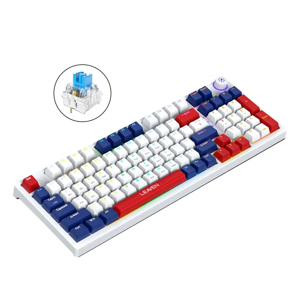 

Three-mode Mechanical Keyboard Wireless Mechanical with Knob Rgb Backlit 96 Bluetooth-compatible Type-c Wired for Pc