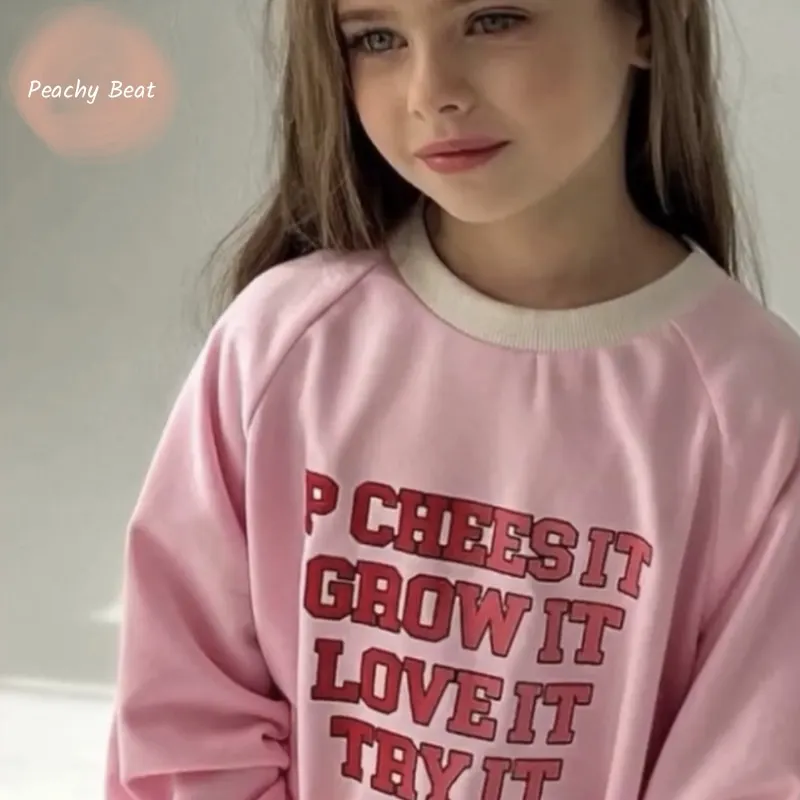 

Fashion Baby Girl Princess Cotton Pink Hoodie Toddler Child Teens Vintage 2024 New Casual Kid Pullover Autumn Baby Clothes 2-14Y