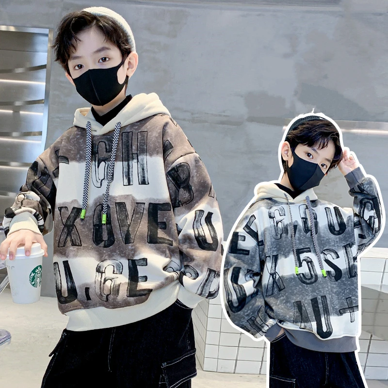 2025 Autumn Kids Children New Product Hoodies and Sweatshirts with Letters For Teen Boy Casual Spring Clothing 5 7 9 11 13 14 Y