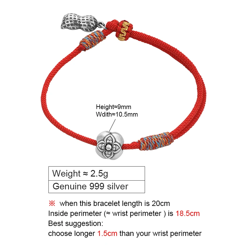 ZABRA 999 Pure Silver Red Rope Bracelet for Men and Women's New Chinese Dragon Primordial Year Red Bracelet