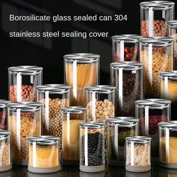 European Food Grade 304 Stainless Steel Storage Jar Transparent Glass Jar Jam Honey Bottle Sealed Tank Kitchen Food Snack Tank