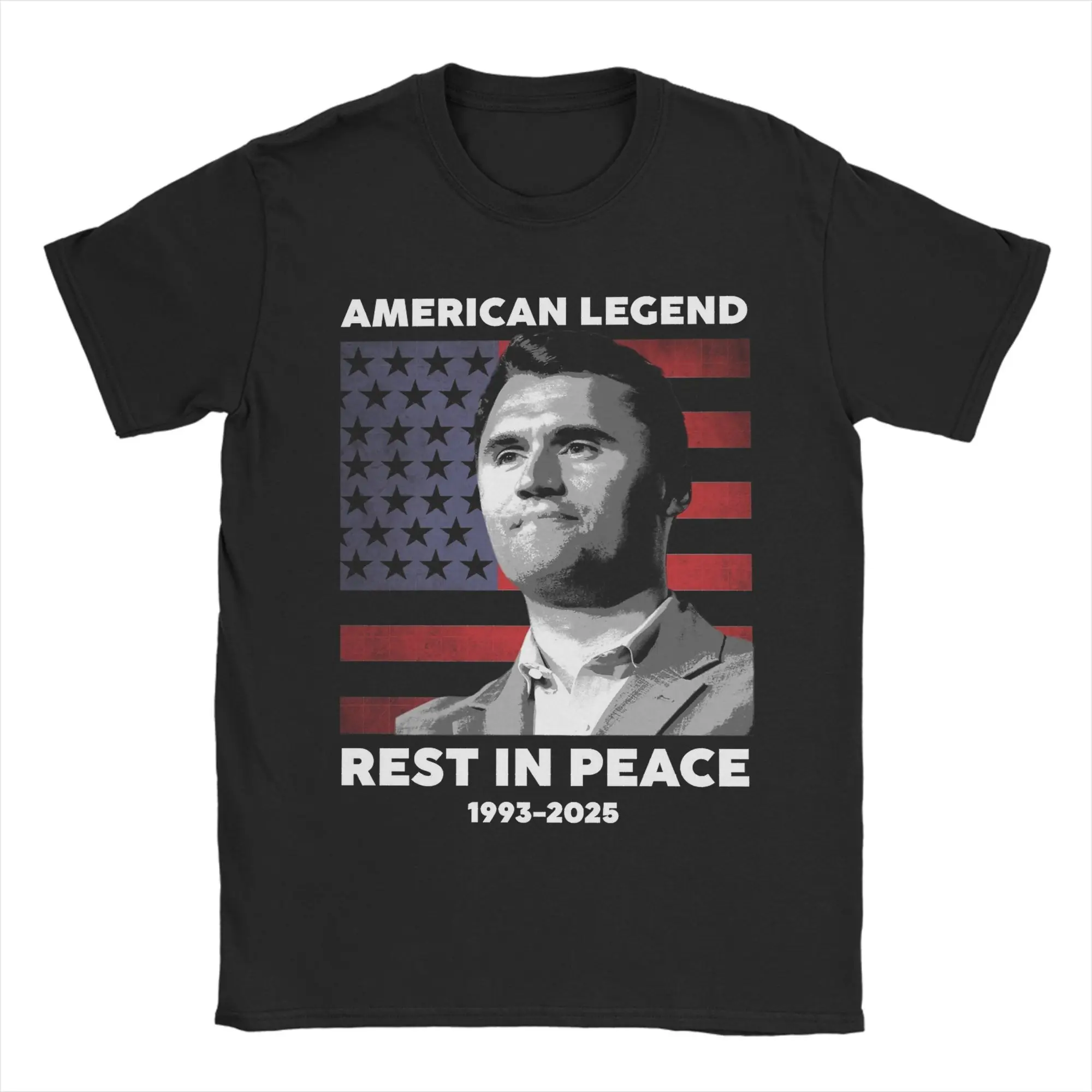

Футболка American Legend Rest In Peace 1993-2025 Charlie Kirk, хлопковая одежда, футболка с короткими рукавами и круглым вырезом, футболки большого размера