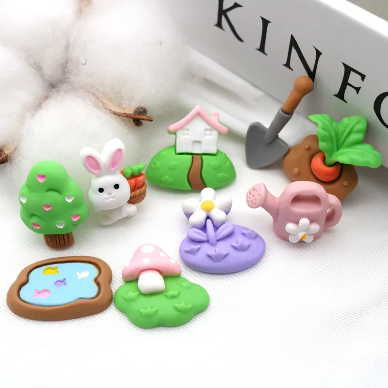 

100pcs Kawaii Flatback Resin Cabochon Rabbit For Hair Bow DIY Scrapbooking Dollhouse Micro Landscape Garden Decor Accessories