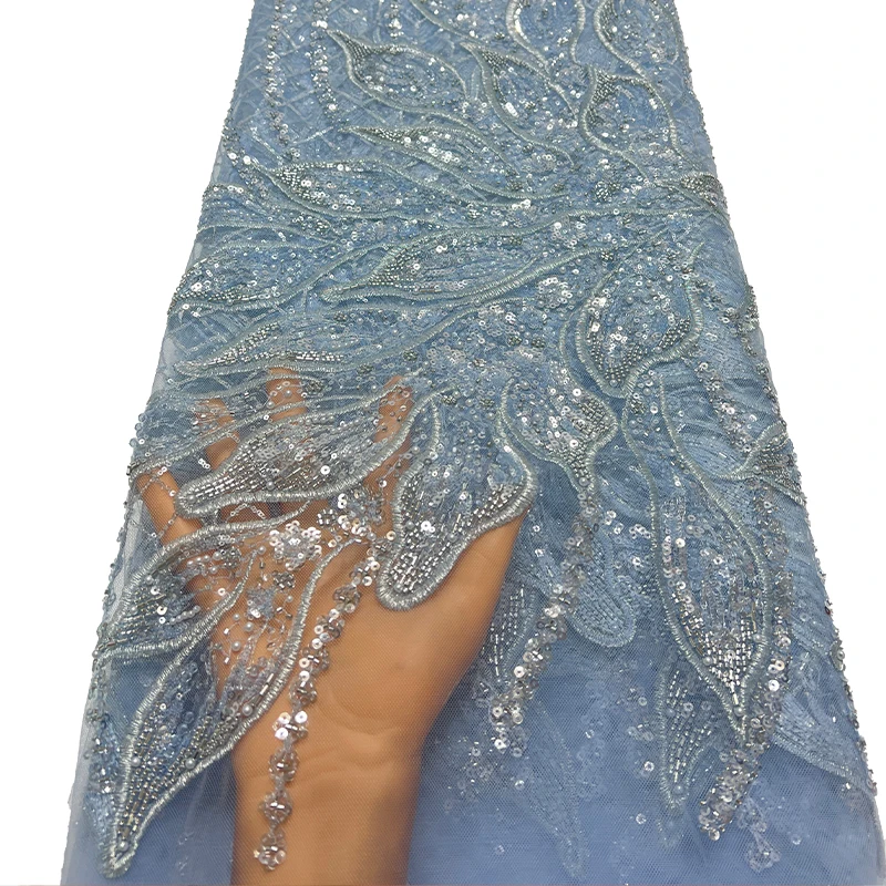 نسيج شبكي من الدانتيل الفرنسي الفاخر، قماش حافة دانتيل مطرز أفريقي عالي الجودة على شكل بتلة مطرز بالترتر