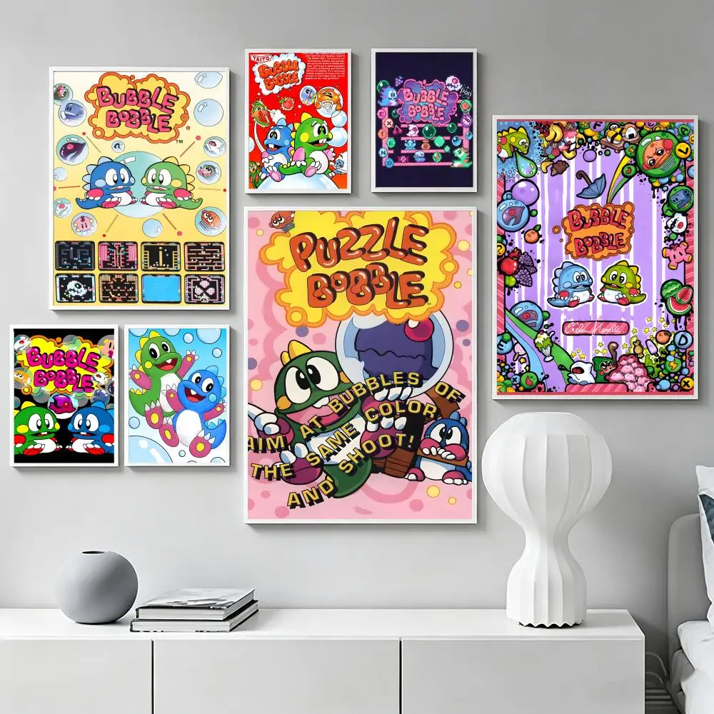 Game B-Bubble Bobble Poster Premium Art Wall Decor, Simple Ornament for Living and Leisure Areas