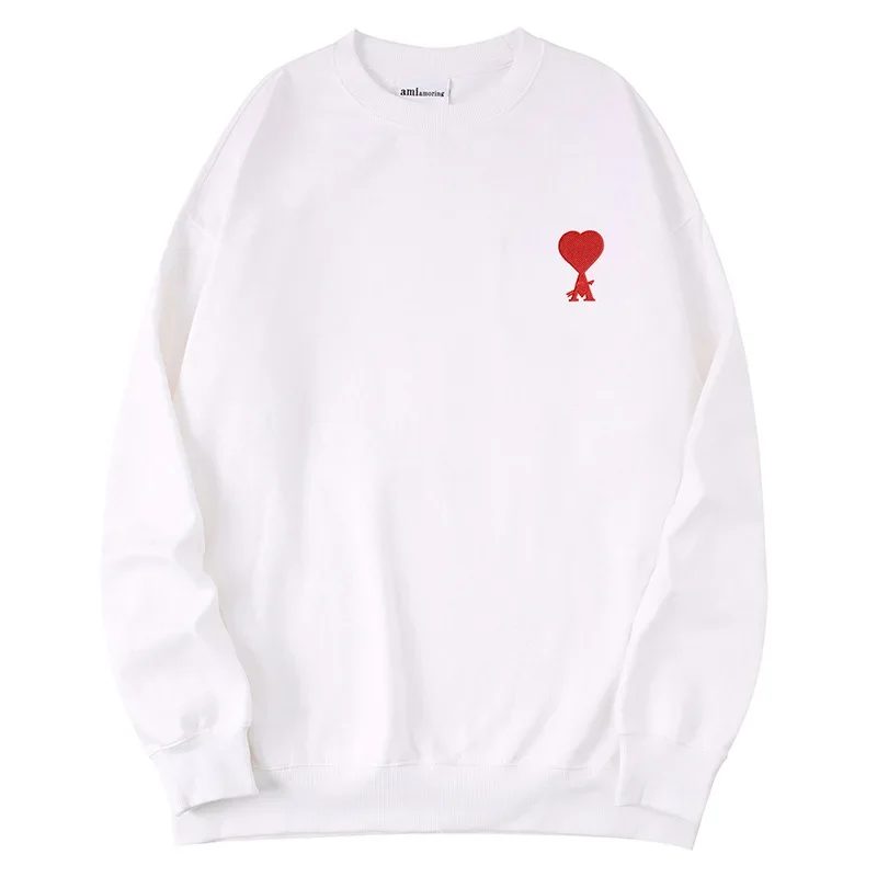 New models AMI A Love Arrow Pullover Couple Sweater Autumn Loose Heavy Duty Round Neck Large Label Embroidery Menswear Trend