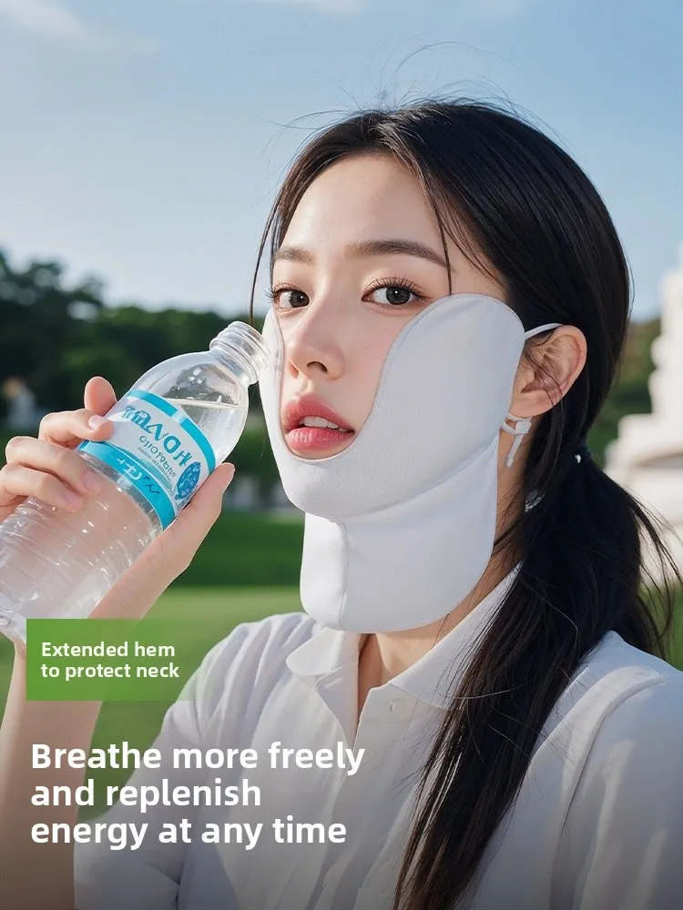 Golovejoy Masker Wajah Tabir Surya Golf Wanita Baru Musim Panas Pelindung Ne Persegi Panjang Panjang Nilon Pemuda Warna Murni Sle Korea