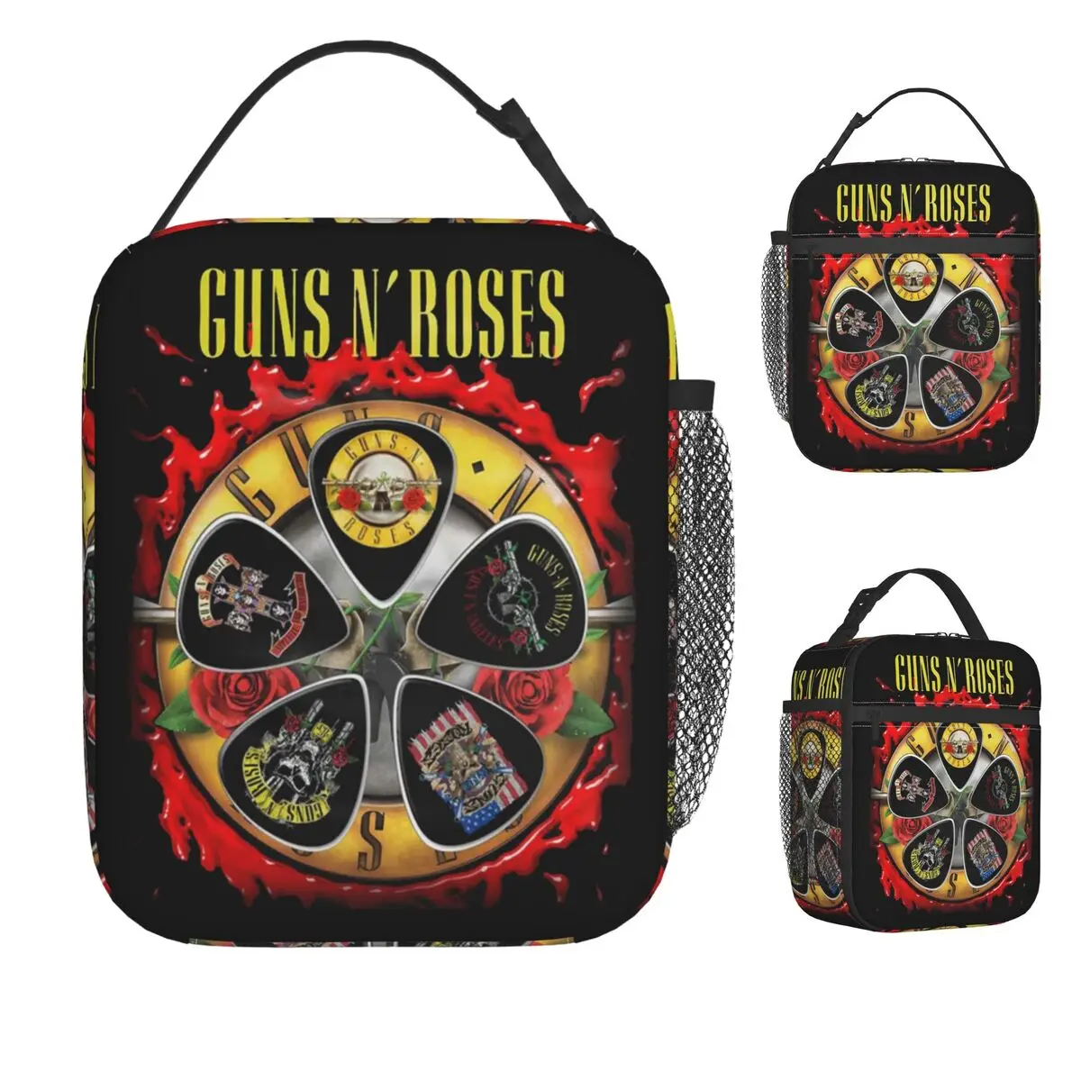 

Музыкальная сумка для обеда Guns N Roses для взрослых, ланч-бокс, повседневная рабочая сумка-холодильник, портативные оксфордские термосумки для обеда