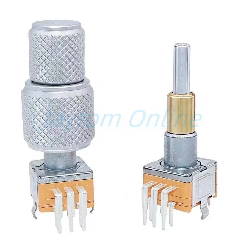 1pc EC110701N2B Dual-Shaft Axis Encoder With Push Button Switch Aluminum Alloy Caps 30 Position 15 Pulse Handle 25mm 8Pins