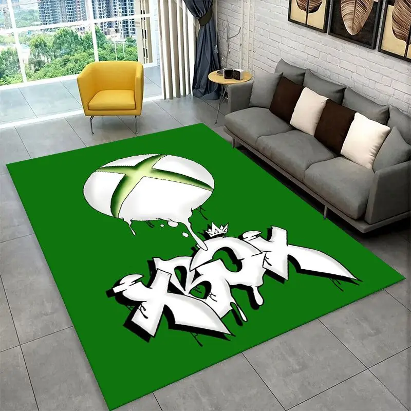 retro Xbox Gaming Gamer Logo Carpet Rug for Bedroom Living Room Sofa Playroom Doormat Home Decor,Kid Area Rug Non-slip gift