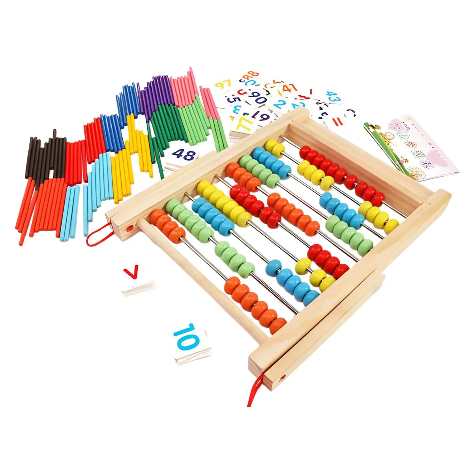 Boulier en bois classique avec perles multi-documents, bâtons de comptage, jouet pour enfants, garçons, filles, enfants du primaire, alth