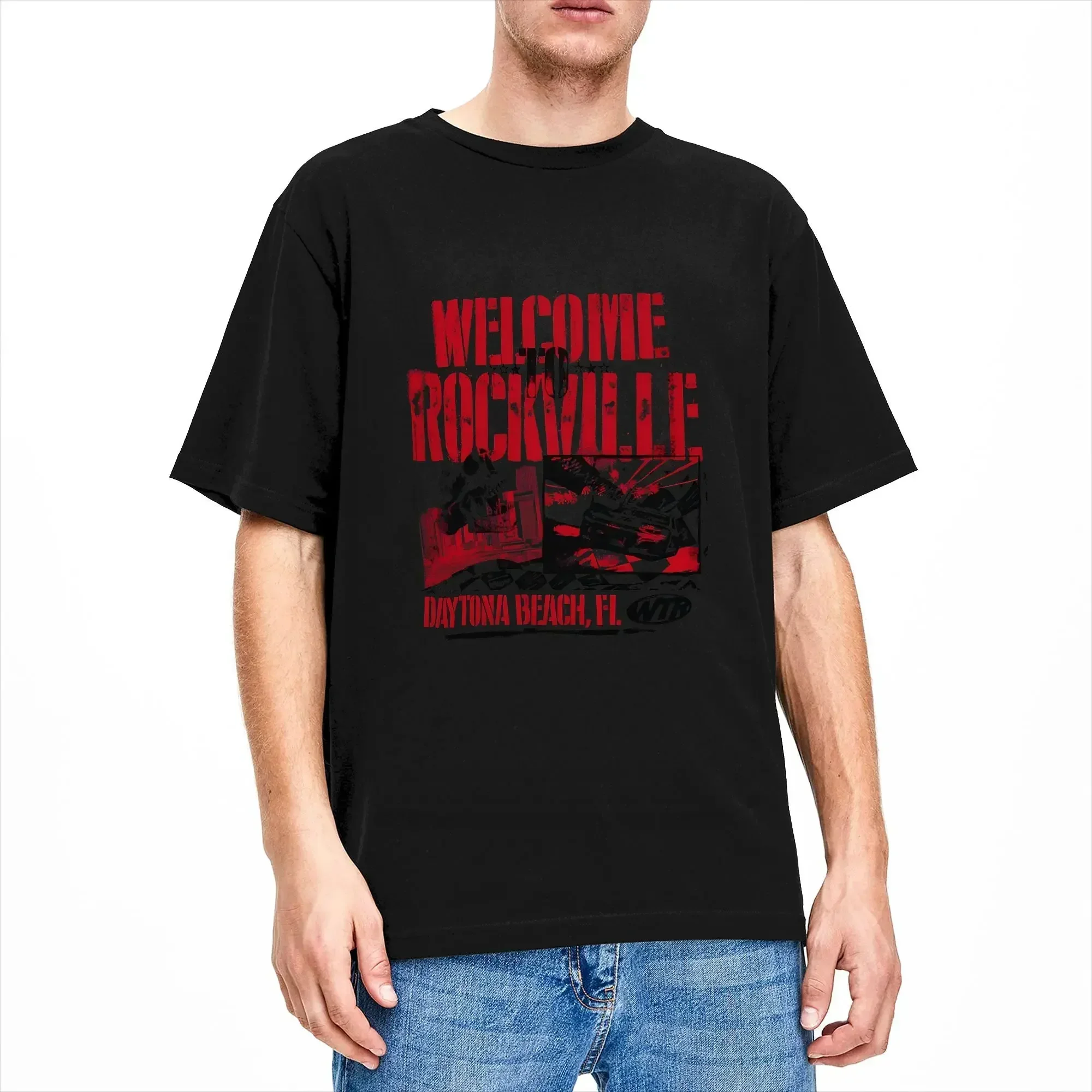 Welcome to Rockville Music Party T Shirts Men Cotton Casual T-Shirt Round Neck Daytona Beach Tee Shirt Short Sleeve Plus Size