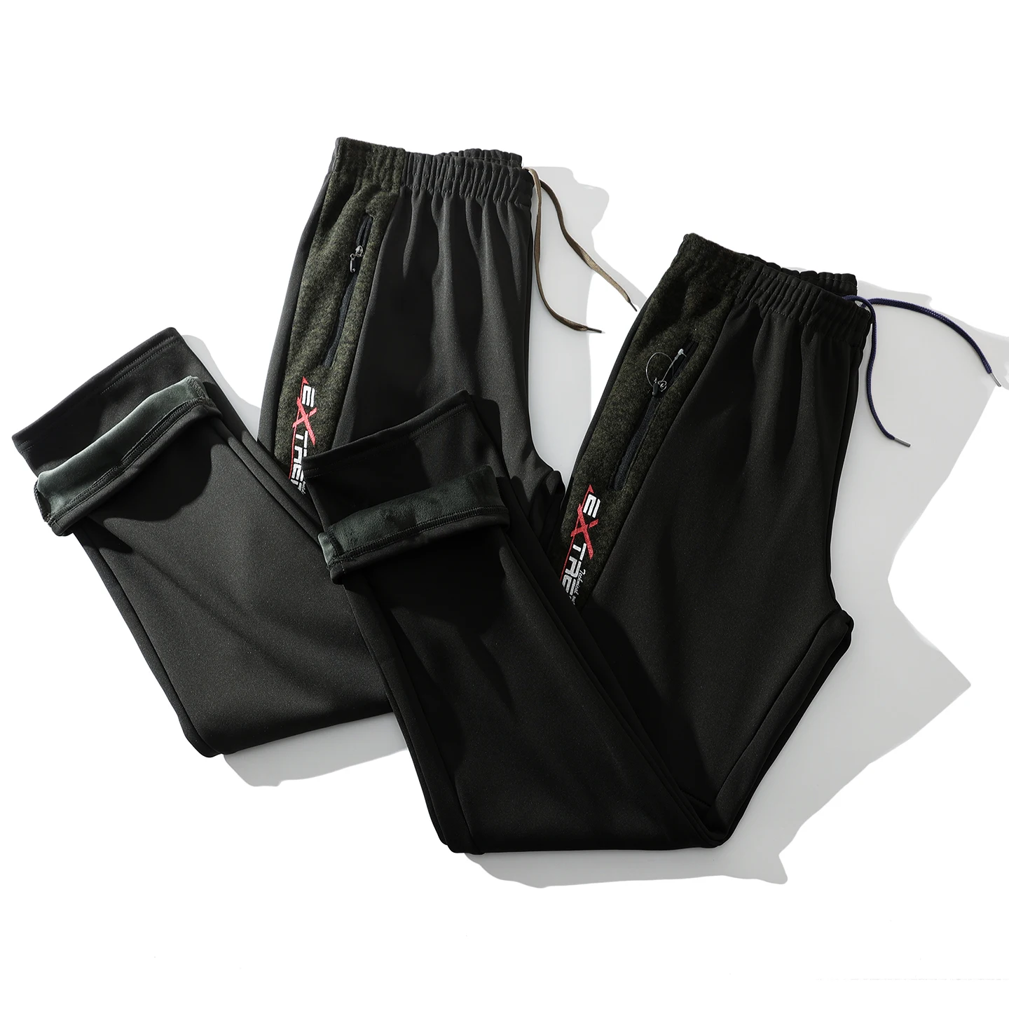 

Trade King Men's Fce Lined Straight Leg Casual Pants Outdoor Sports Warm One-Piece Velvet Autumn Winter Soft ell Pants