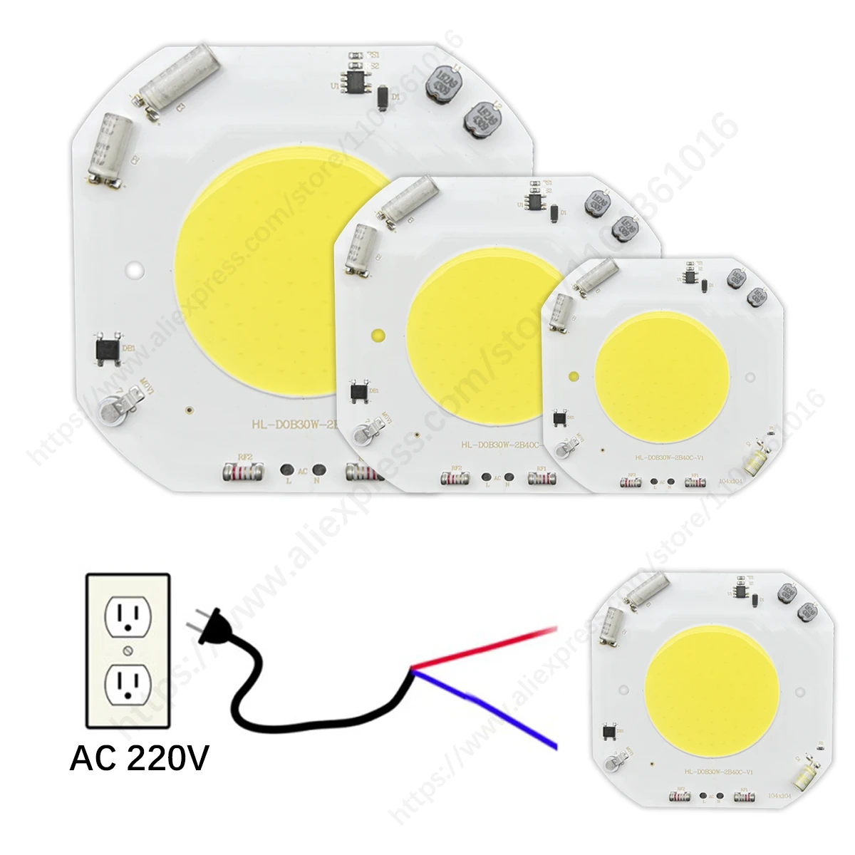 12W 24W 30W LED COB Chip Lamp DOB chips 220V 175-240V Smart IC No Need Driver LED Bulb For Flood Light Cold White Warm White