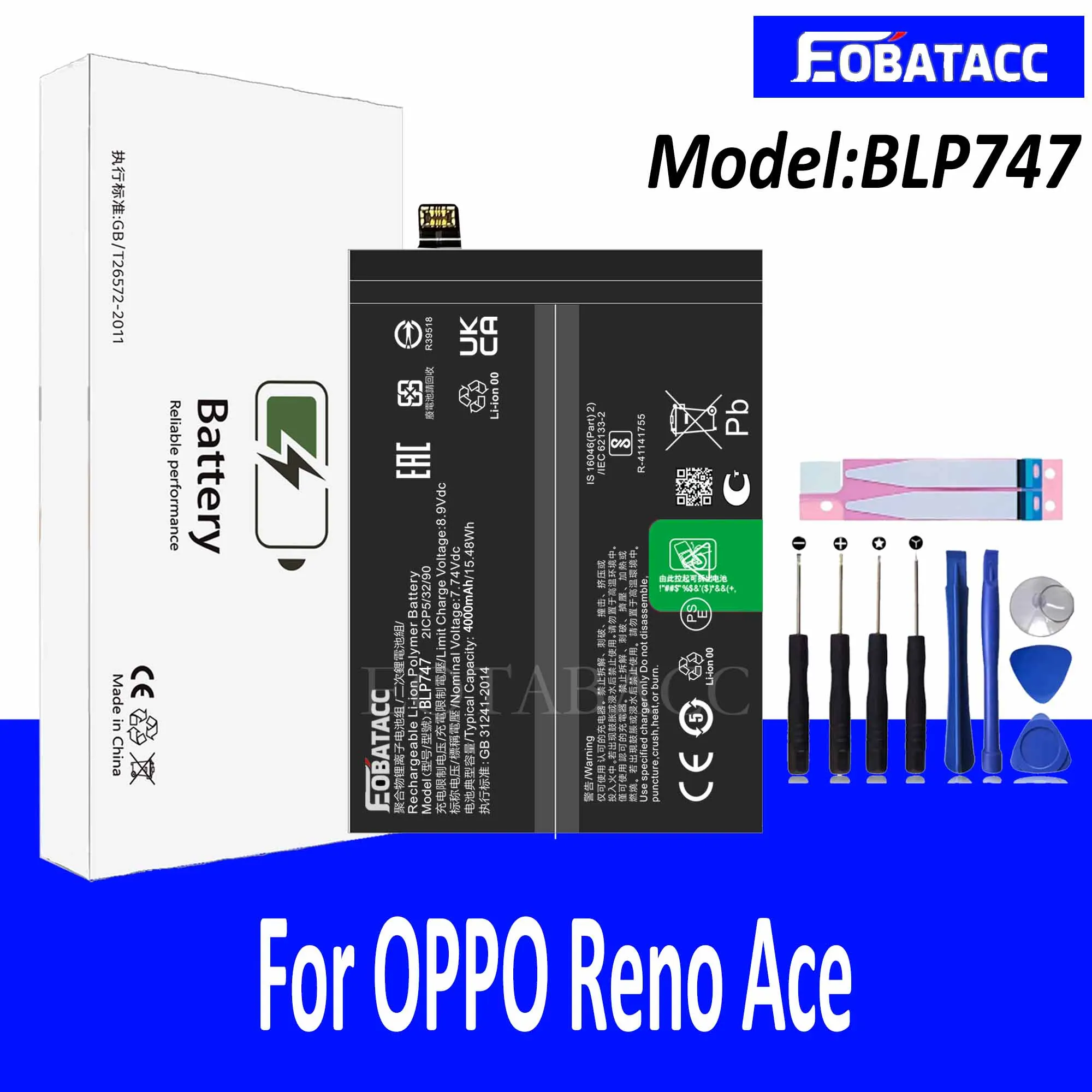 

EOTABACC 100% New Original Battery BLP747 For OPPO Reno Ace Battery +Tools