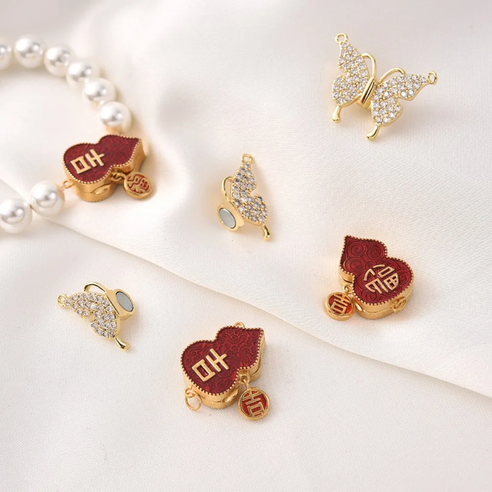 

18-каратное медное золото, слегка инкрустированное цирконом, магнитная застежка-бабочка, ожерелье ручной работы, цепочка для свитера, магнитная застежка-подъемник