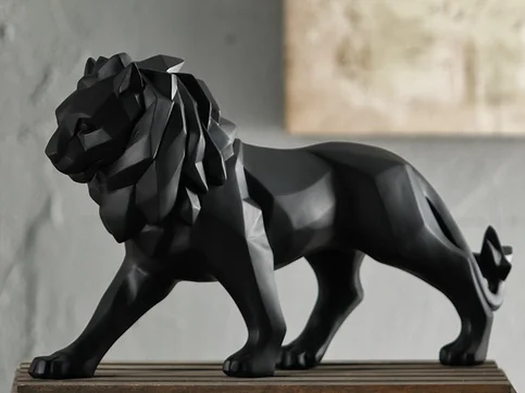 AFRICAN RESIN BLACK WHITE LION ANIMAL FIGURINES SCULPTURE HOME DECORATION CREATIVE FOR NEW HOUSE STATUES GIFTS CRAFTS Nordic cre