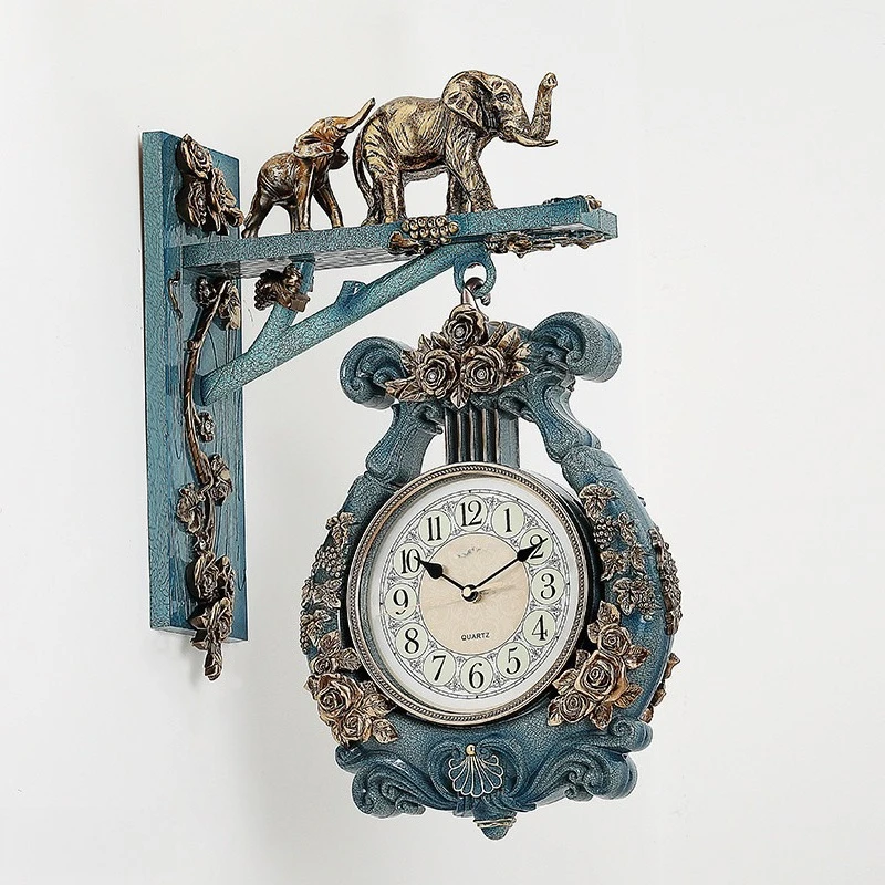 

European style, living room, silent wall clock, double-sided, simple, quartz personalized clock