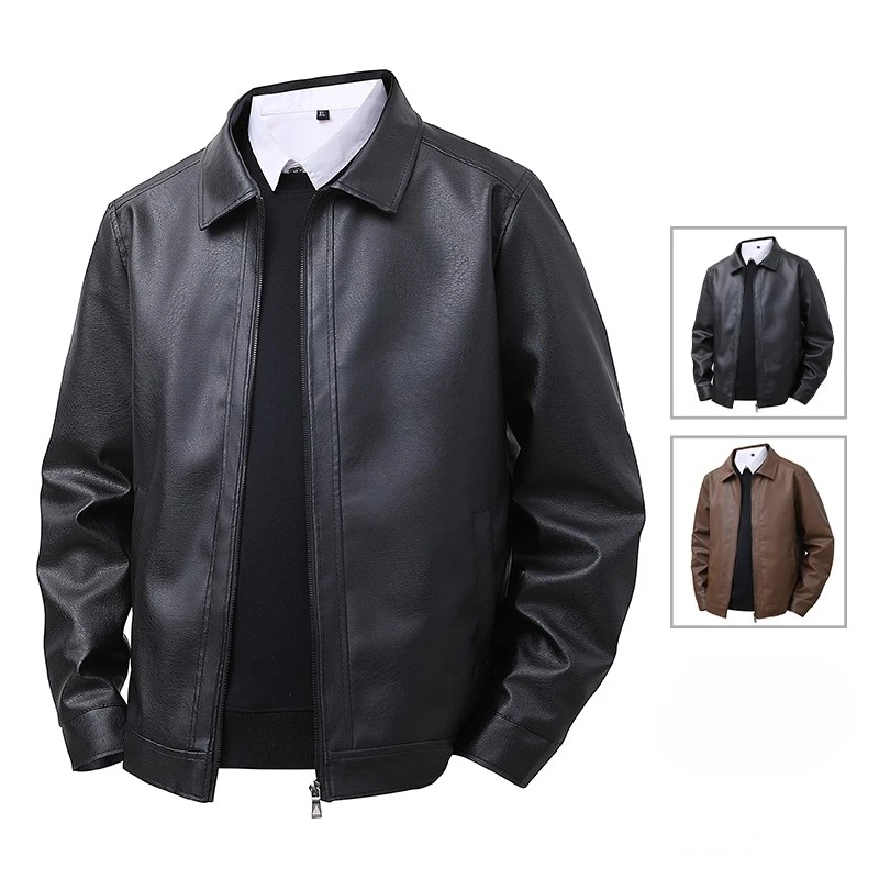 

Spring Autumn Men Pu Leather Jackets for Men Fashion Casual Windproof Daily Clothing High Quality Black Brown Men Windbreaker