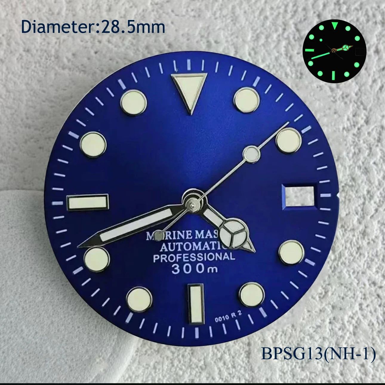 28.5mm Hot selling sub green blue s logo sub dial green Luminous SUB s logo dial Suitable nh35 nh36 movement s watch accessories