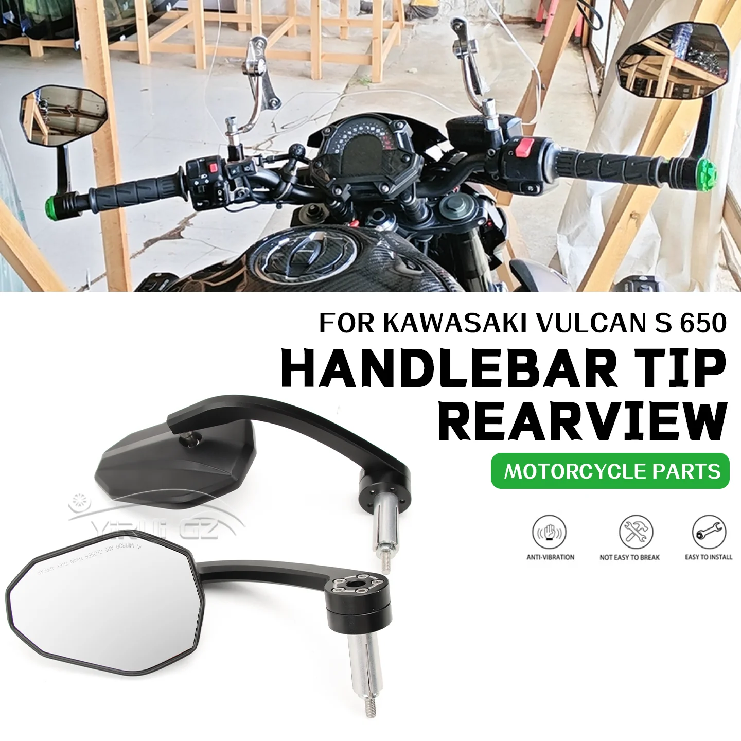 Motorcycle Mirror Handlebar Mirrors Universal Motorcycle Mirror Wide Vision For KAWASAKI Vulcan S650 VulcanS 650 VulcanS650 S650