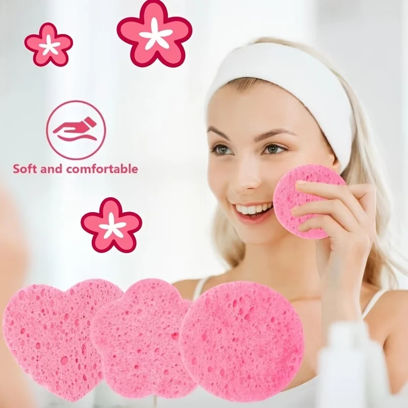 10 Pcs Compressed Facial Cleansing Sponges, Natural Cellulose Material, for Facial Exfoliation, Makeup Removal and Daily Clean