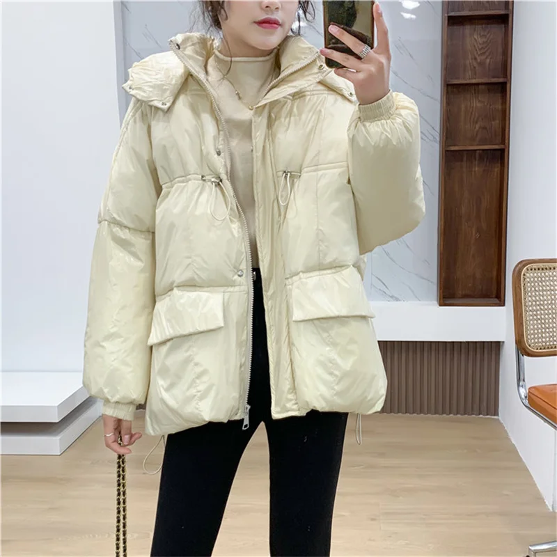 Casual Hooded Drawstring Cotton Clothes Winter Jackets Coats New Korean Loose Warm Parkas Girls Outerwear bd277