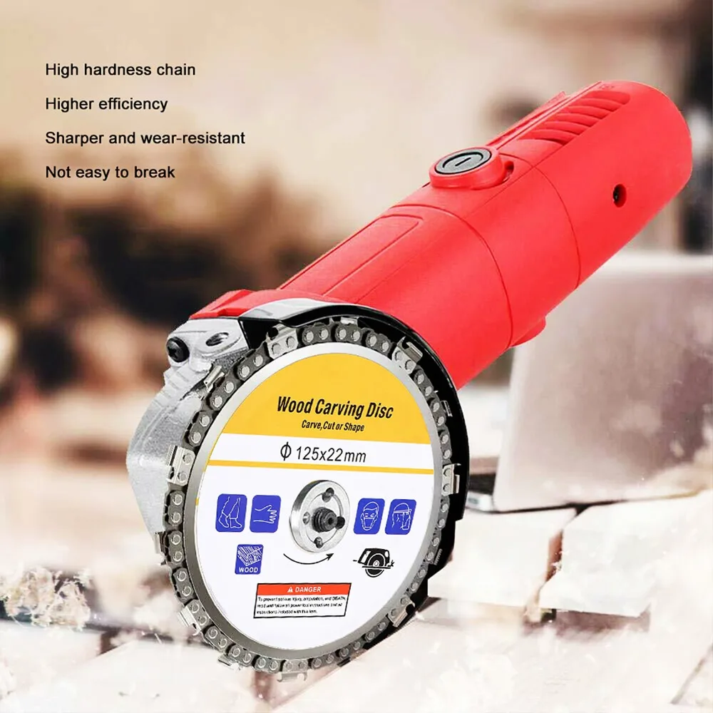 5 Inch Diameter Chain Saw Disc 7/8 Inch Arbor Yellow Color Wood Carving Disc 14 Teeth Circular Shape Stump Grinder Disc