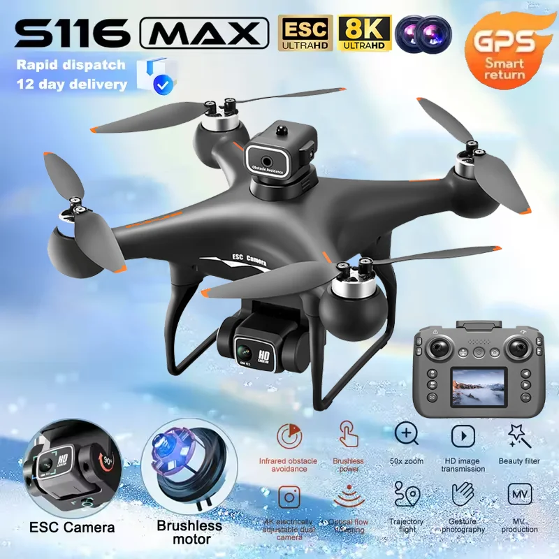 NEW S116 MAX Drones 8K Dual ESC Camera WiFi IR Obstacle Avoidance Aerial photography Optical Flow UAV Brushless Motor Quadcopter